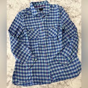 Talbots Petites Blue/Pink, Plaid, Button Up, 100% Cotton Shirt Sz MP Used   29